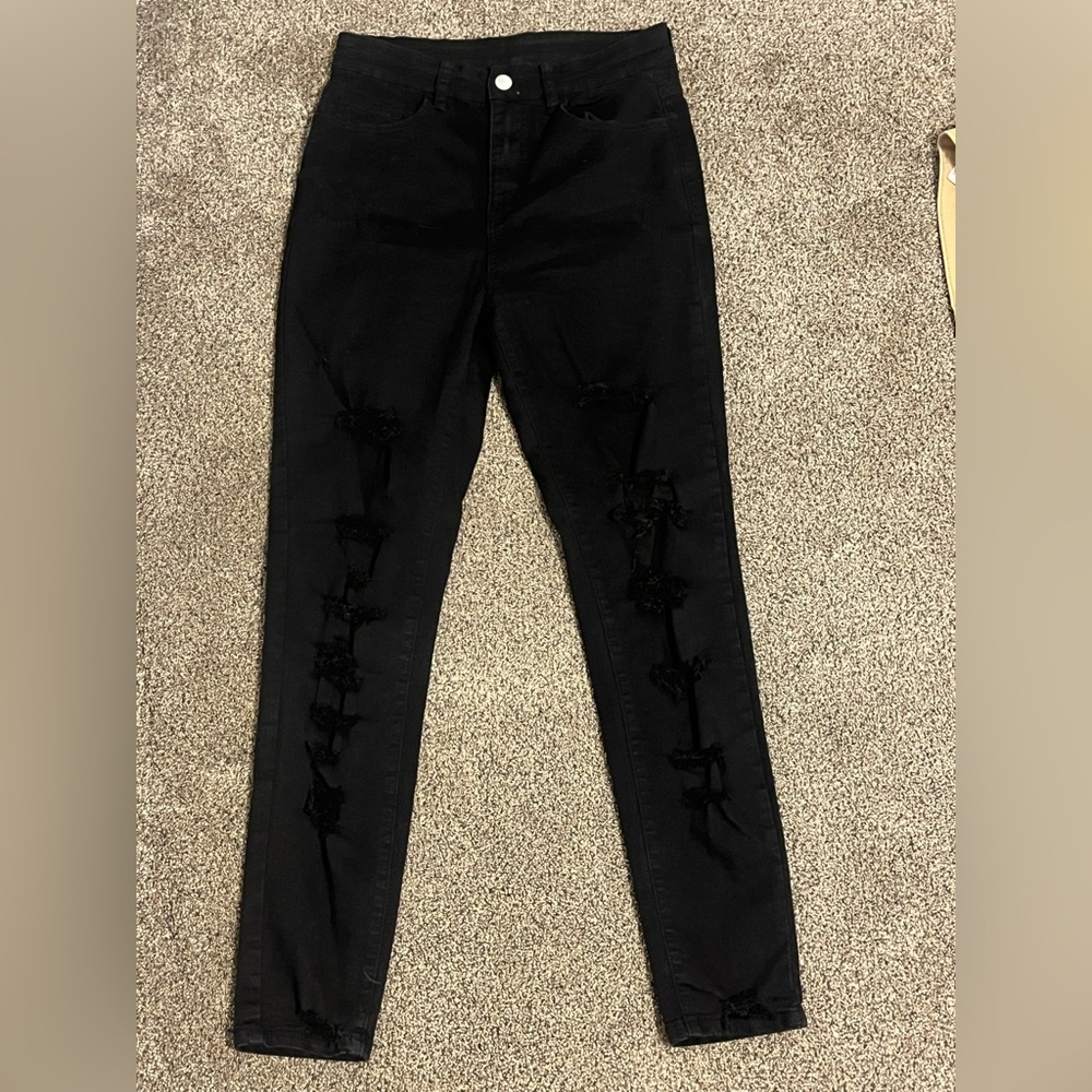 Shien Black Ripped  Skinny Jeans Size M